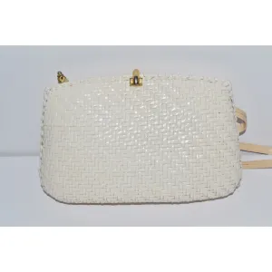 Glazed White Wicker Purse By Rodo