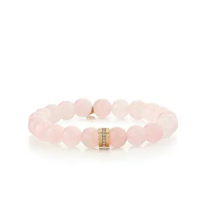 Gold & Diamond Fluted Rondelle on Rose Quartz