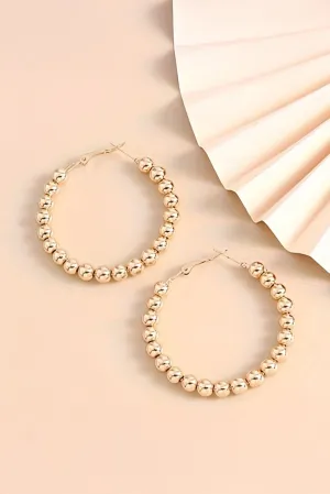 Gold Bead Hoop Earrings