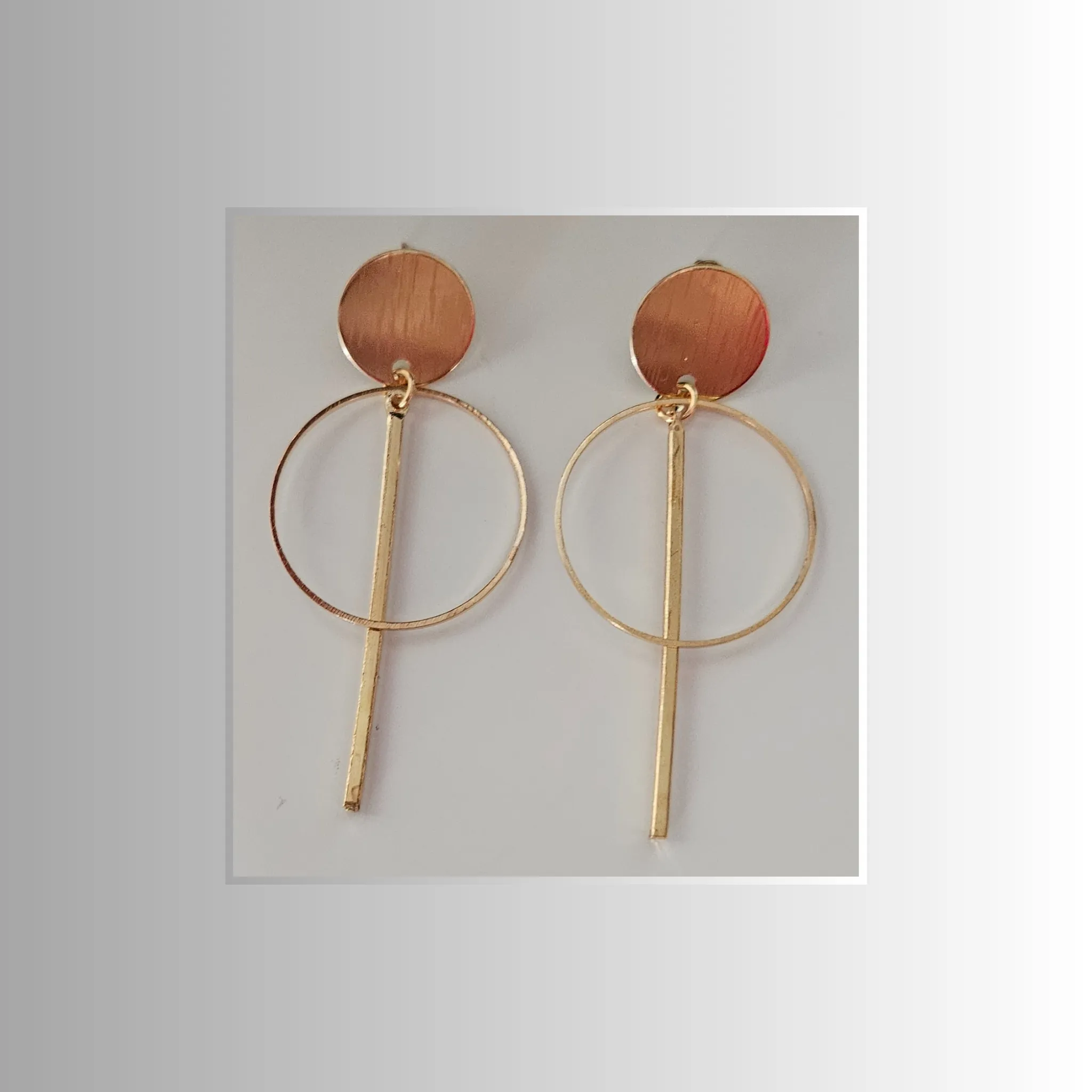 Gold Circle Bar Drop Earrings