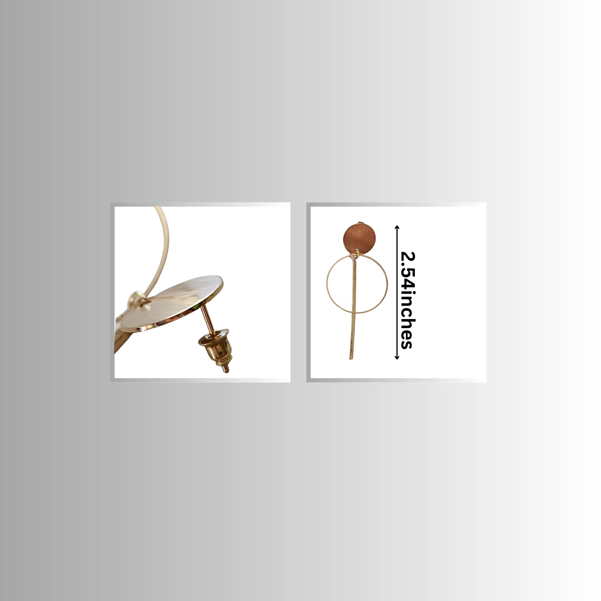 Gold Circle Bar Drop Earrings