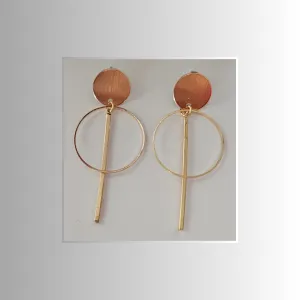 Gold Circle Bar Drop Earrings