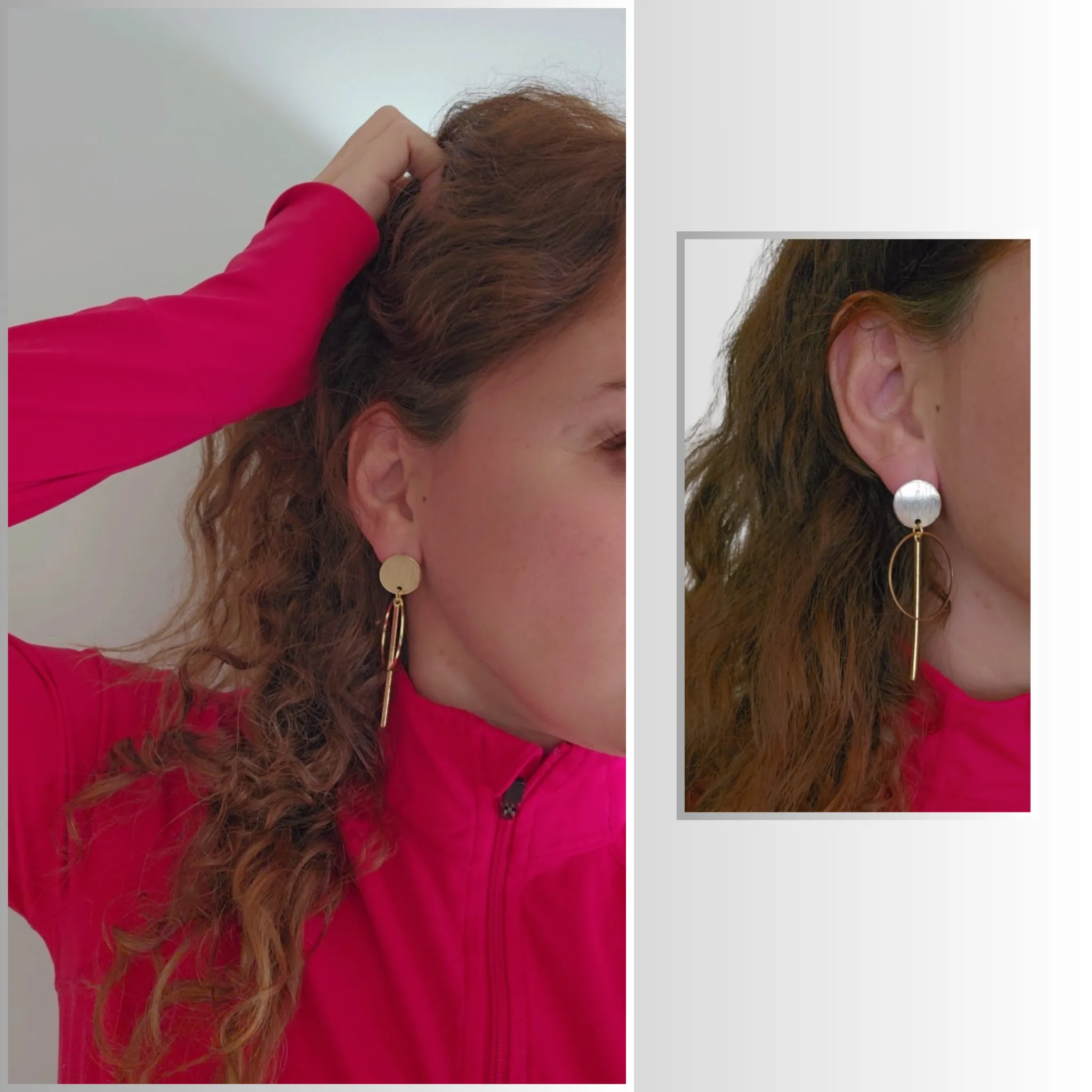 Gold Circle Bar Drop Earrings