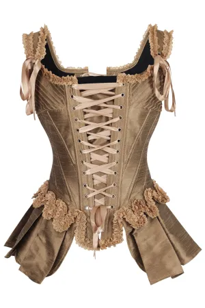 Gold Historically Inspired Corset Overbust with Bustle