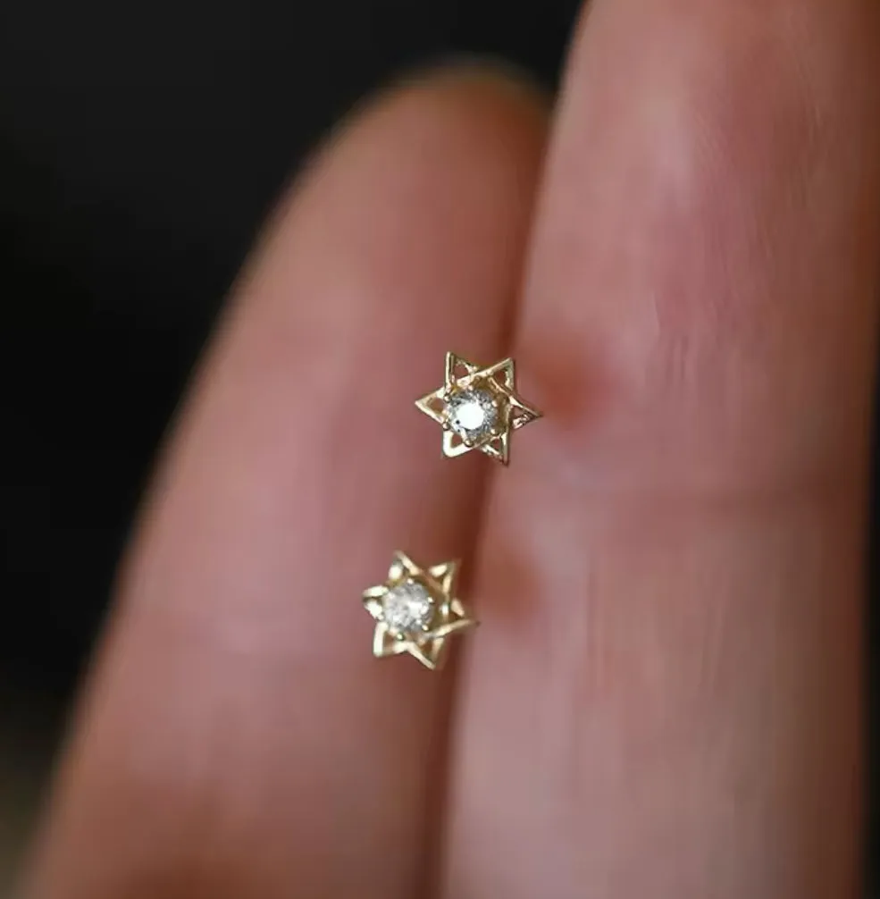 Gold or Silver Magen David - Star of David Design Stud Earrings