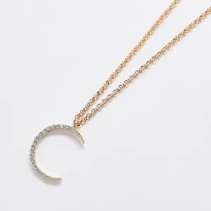 Gold Pave Crescent Moon Necklace