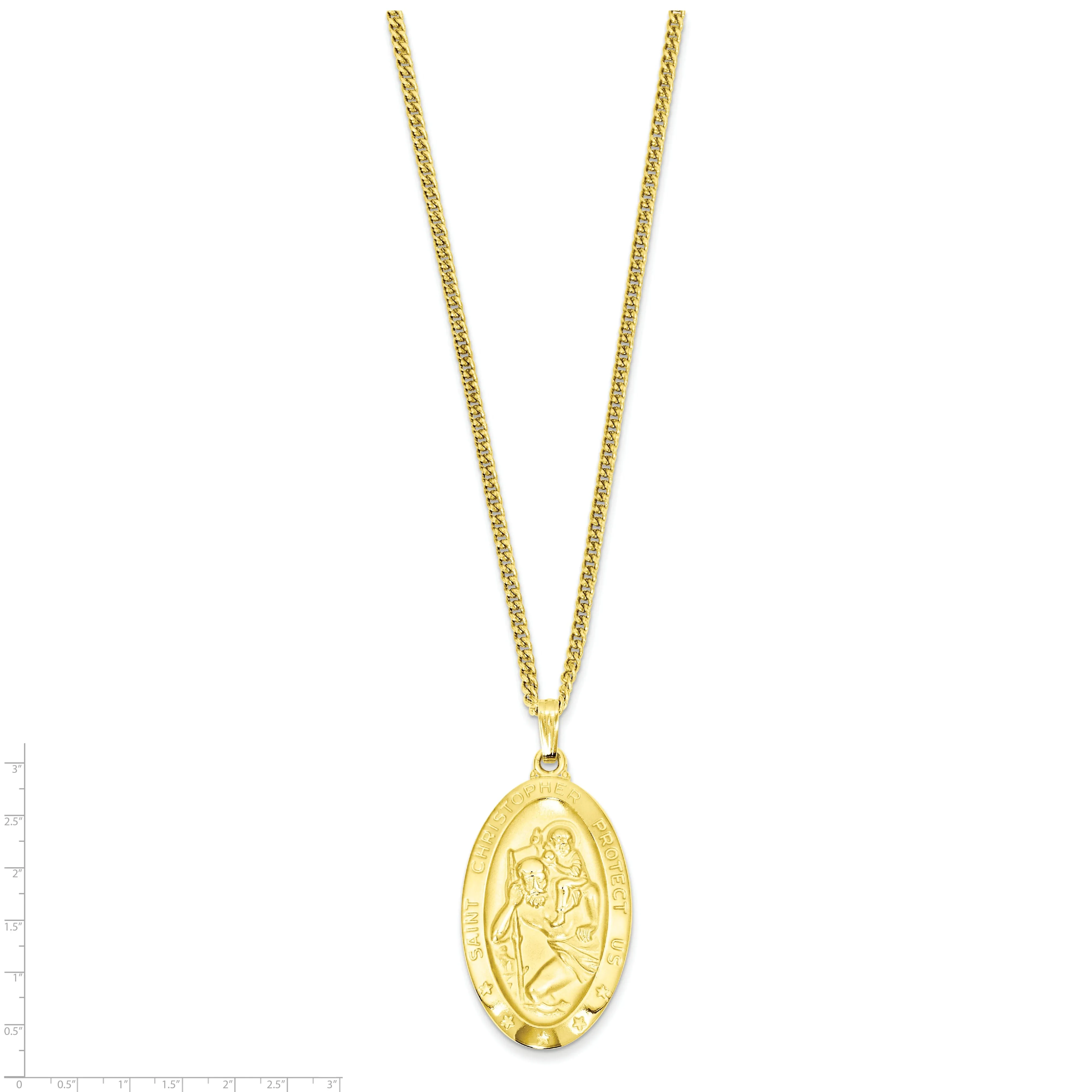 Gold Plated Oval St. Christopher Medal Necklace