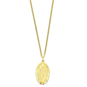 Gold Plated Oval St. Christopher Medal Necklace