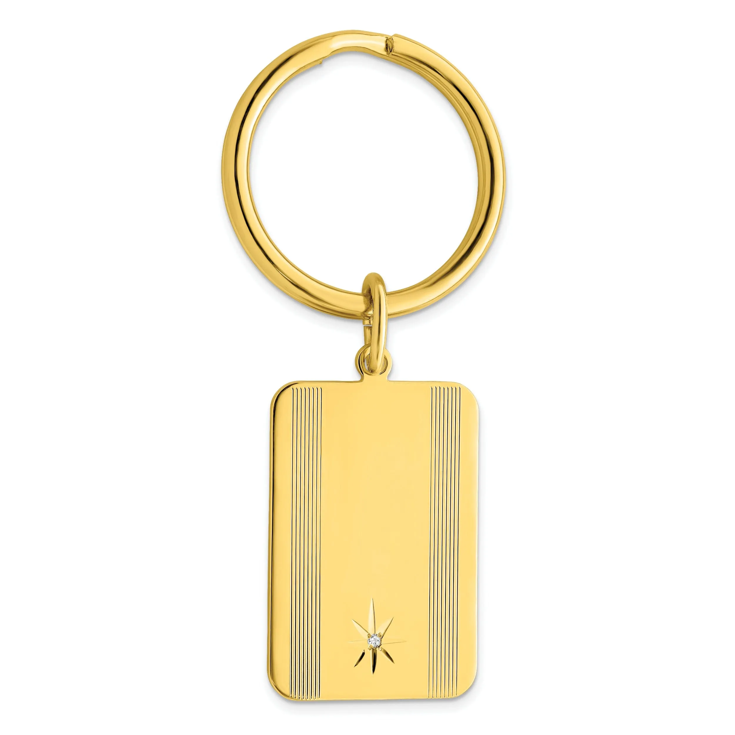Gold Plated Star Cut Diamond Key Ring