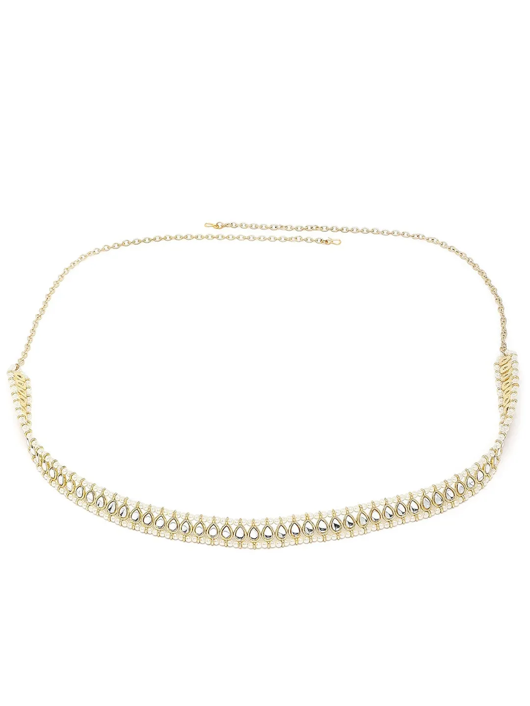 Gold-Plated White Kundan-Studded Kamarbandh