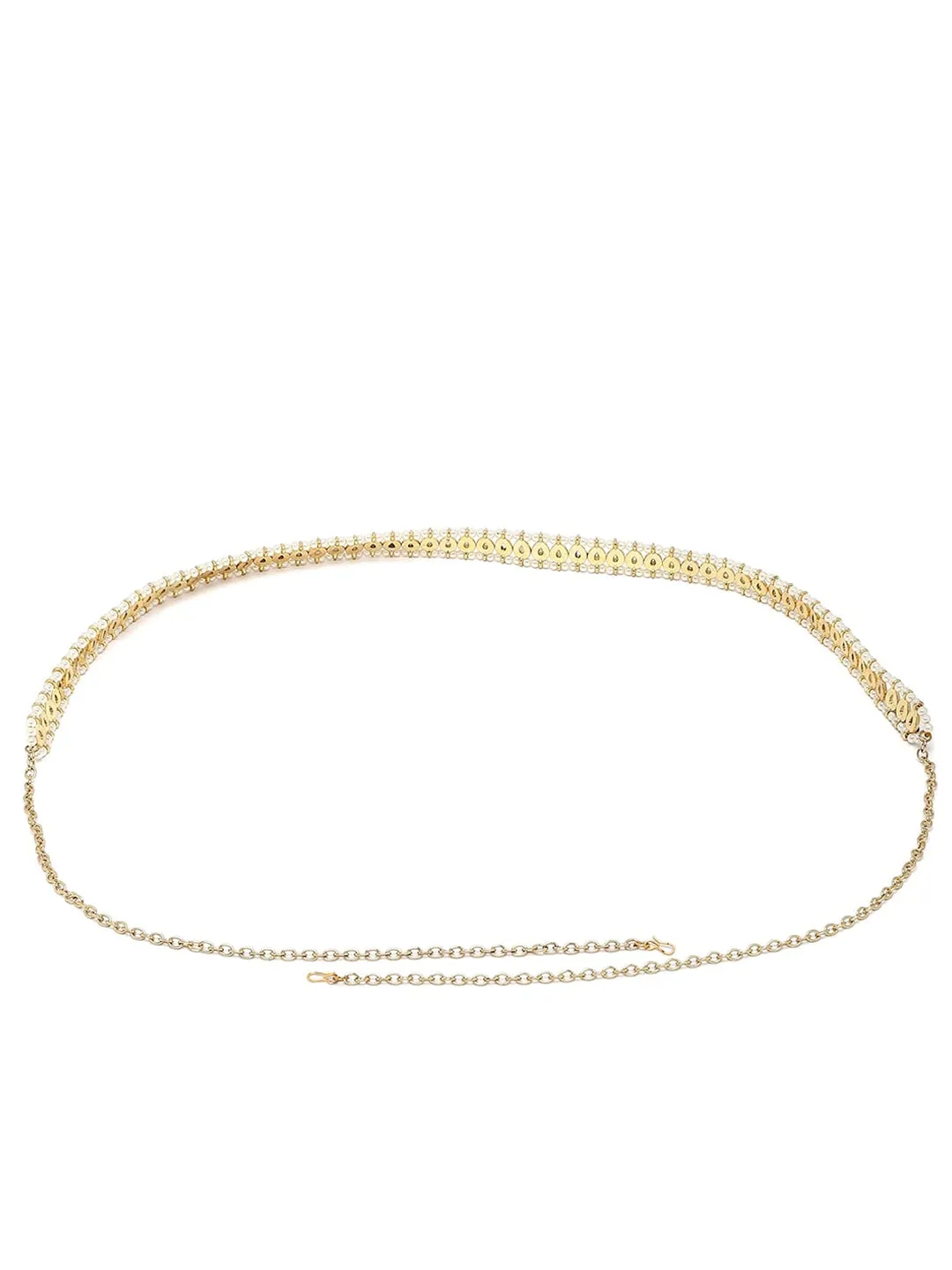 Gold-Plated White Kundan-Studded Kamarbandh