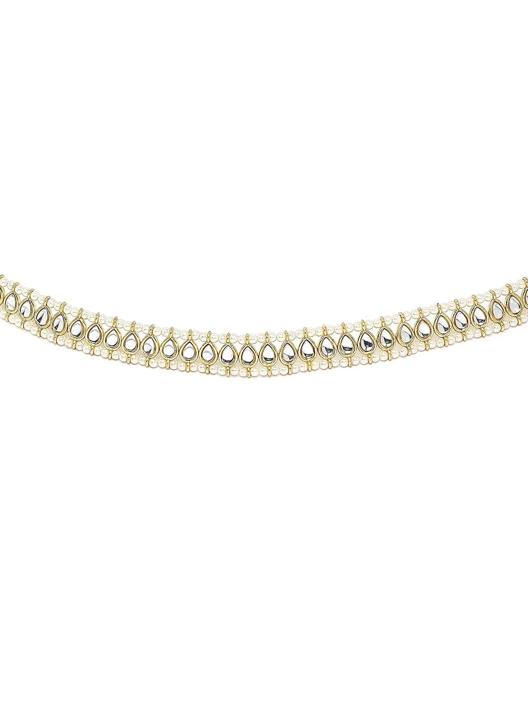 Gold-Plated White Kundan-Studded Kamarbandh
