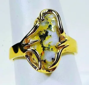 Gold Quartz Ring Ladies "Orocal" RL1031Q Genuine Hand Crafted Jewelry - 14K Gold Yellow Gold Casting