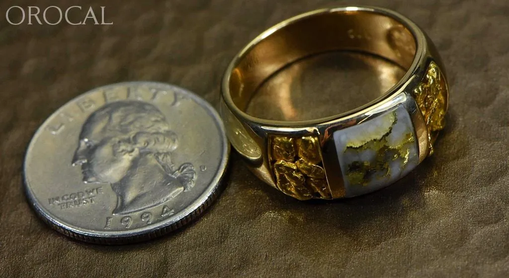 Gold Quartz Ring Mens "Orocal" RM1088NQ Genuine Hand Crafted Jewelry - 14K Gold Yellow Gold Casting