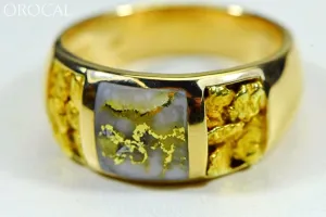 Gold Quartz Ring Mens "Orocal" RM1088NQ Genuine Hand Crafted Jewelry - 14K Gold Yellow Gold Casting