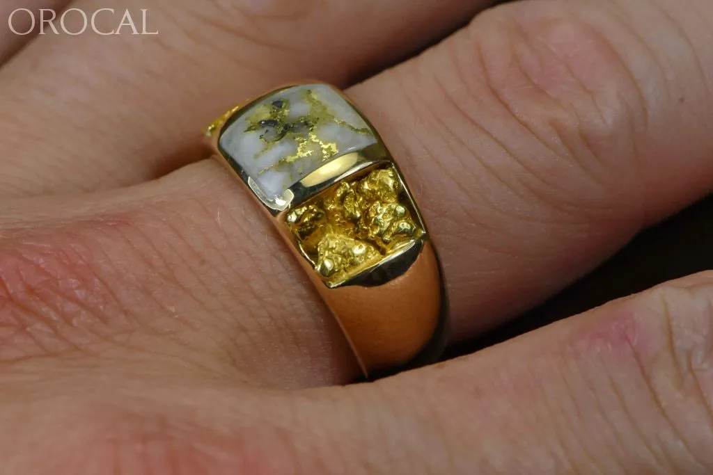 Gold Quartz Ring Mens "Orocal" RM1088NQ Genuine Hand Crafted Jewelry - 14K Gold Yellow Gold Casting