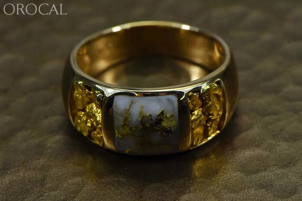 Gold Quartz Ring Mens "Orocal" RM1088NQ Genuine Hand Crafted Jewelry - 14K Gold Yellow Gold Casting