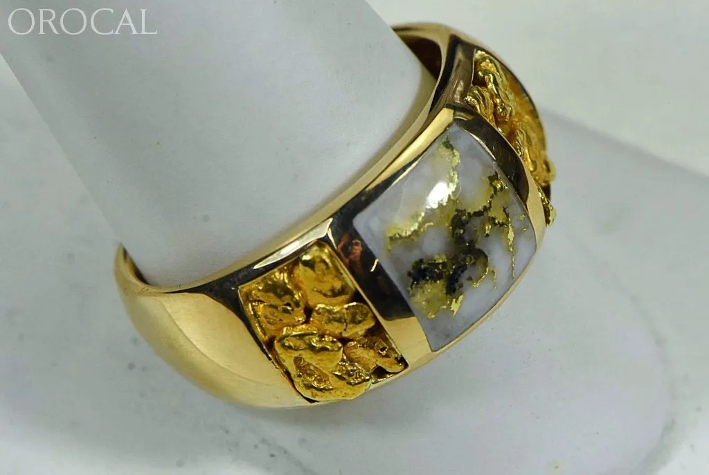 Gold Quartz Ring Mens "Orocal" RM1088NQ Genuine Hand Crafted Jewelry - 14K Gold Yellow Gold Casting