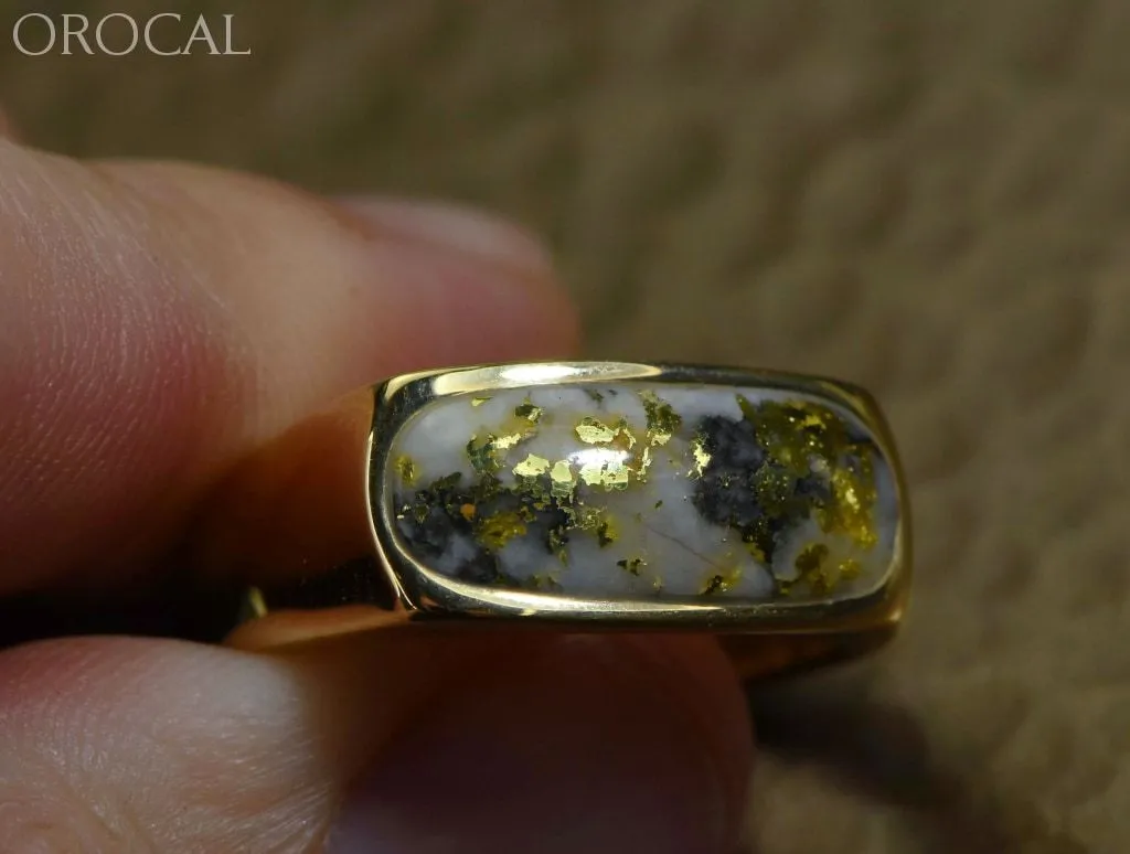Gold Quartz Ring Mens "Orocal" RM816Q Genuine Hand Crafted Jewelry - 14K Gold Yellow Gold Casting