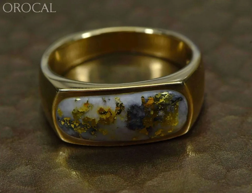 Gold Quartz Ring Mens "Orocal" RM816Q Genuine Hand Crafted Jewelry - 14K Gold Yellow Gold Casting
