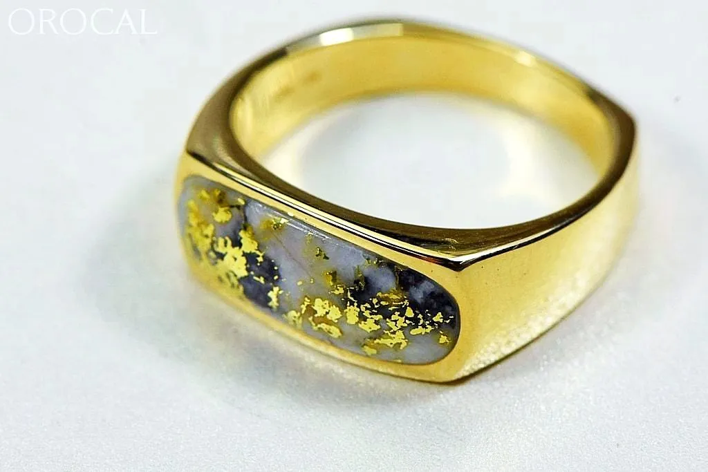 Gold Quartz Ring Mens "Orocal" RM816Q Genuine Hand Crafted Jewelry - 14K Gold Yellow Gold Casting