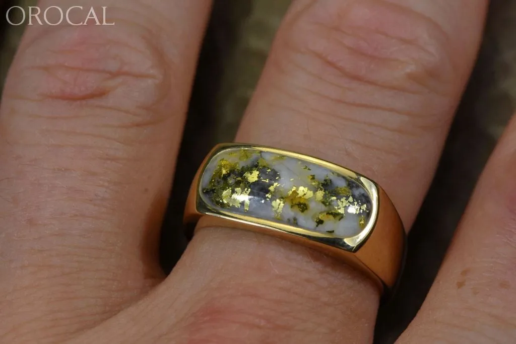 Gold Quartz Ring Mens "Orocal" RM816Q Genuine Hand Crafted Jewelry - 14K Gold Yellow Gold Casting