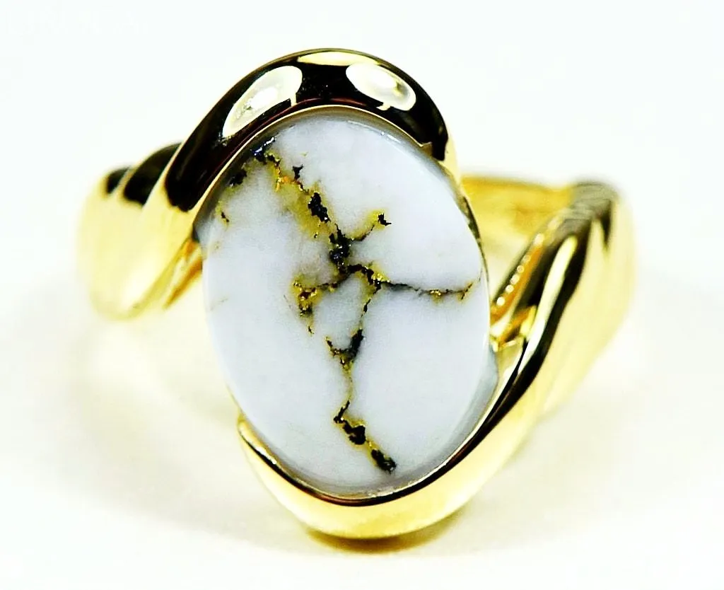 Gold Quartz Ring "Orocal" RL1002Q Genuine Hand Crafted Jewelry - 14K Gold Casting