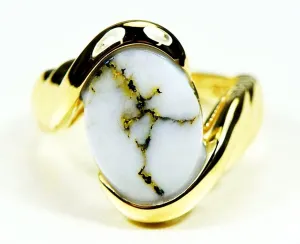 Gold Quartz Ring "Orocal" RL1002Q Genuine Hand Crafted Jewelry - 14K Gold Casting