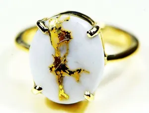 Gold Quartz Ring "Orocal" RL1007Q Genuine Hand Crafted Jewelry - 14K Gold Casting