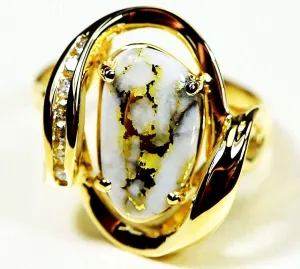 Gold Quartz Ring "Orocal" RL1028DQ Genuine Hand Crafted Jewelry - 14K Gold Casting