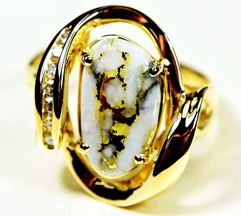 Gold Quartz Ring "Orocal" RL1028DQ Genuine Hand Crafted Jewelry - 14K Gold Casting