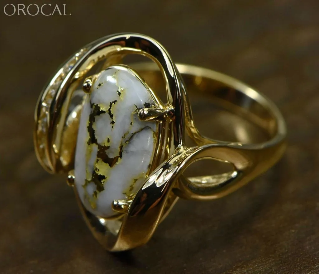 Gold Quartz Ring "Orocal" RL1028DQ Genuine Hand Crafted Jewelry - 14K Gold Casting
