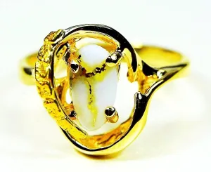 Gold Quartz Ring "Orocal" RL1043NQ Genuine Hand Crafted Jewelry - 14K Gold Casting