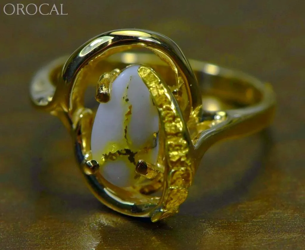 Gold Quartz Ring "Orocal" RL1043NQ Genuine Hand Crafted Jewelry - 14K Gold Casting