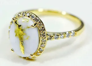 Gold Quartz Ring "Orocal" RL1109DQ Genuine Hand Crafted Jewelry - 14K Gold Casting