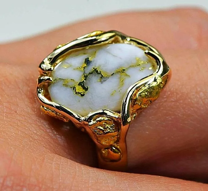 Gold Quartz Ring "Orocal" RL232LQ Genuine Hand Crafted Jewelry - 14K Gold Casting