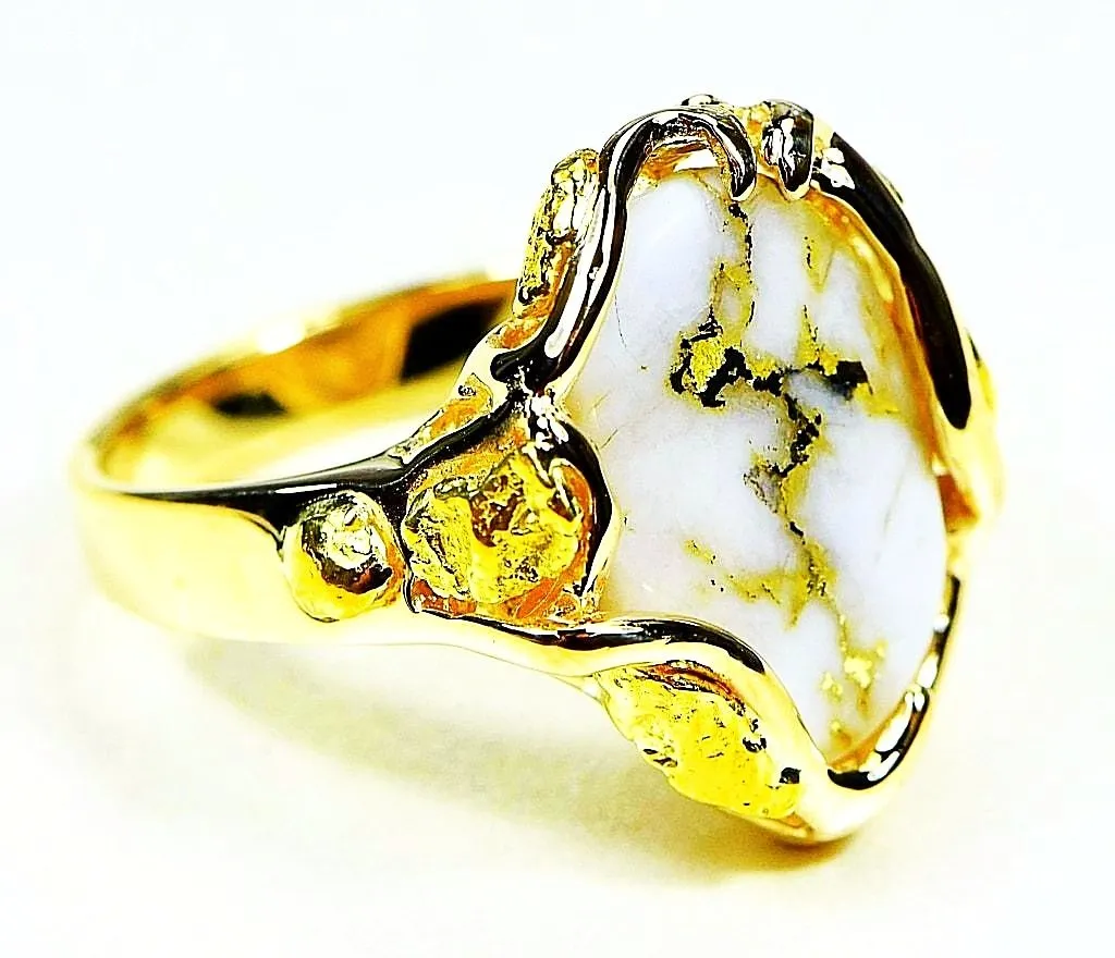Gold Quartz Ring "Orocal" RL232LQ Genuine Hand Crafted Jewelry - 14K Gold Casting