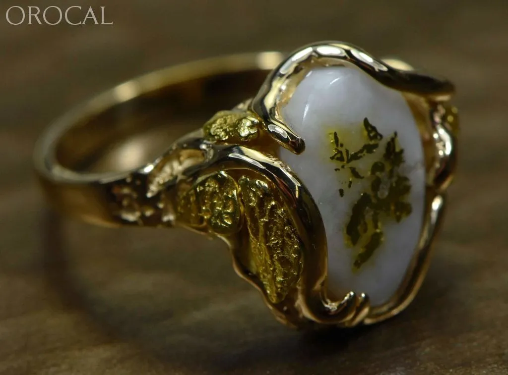 Gold Quartz Ring "Orocal" RL232Q Genuine Hand Crafted Jewelry - 14K Gold Casting