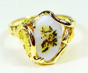 Gold Quartz Ring "Orocal" RL232Q Genuine Hand Crafted Jewelry - 14K Gold Casting