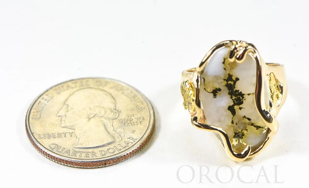 Gold Quartz Ring "Orocal" RL232XLQ Genuine Hand Crafted Jewelry - 14K Gold Casting