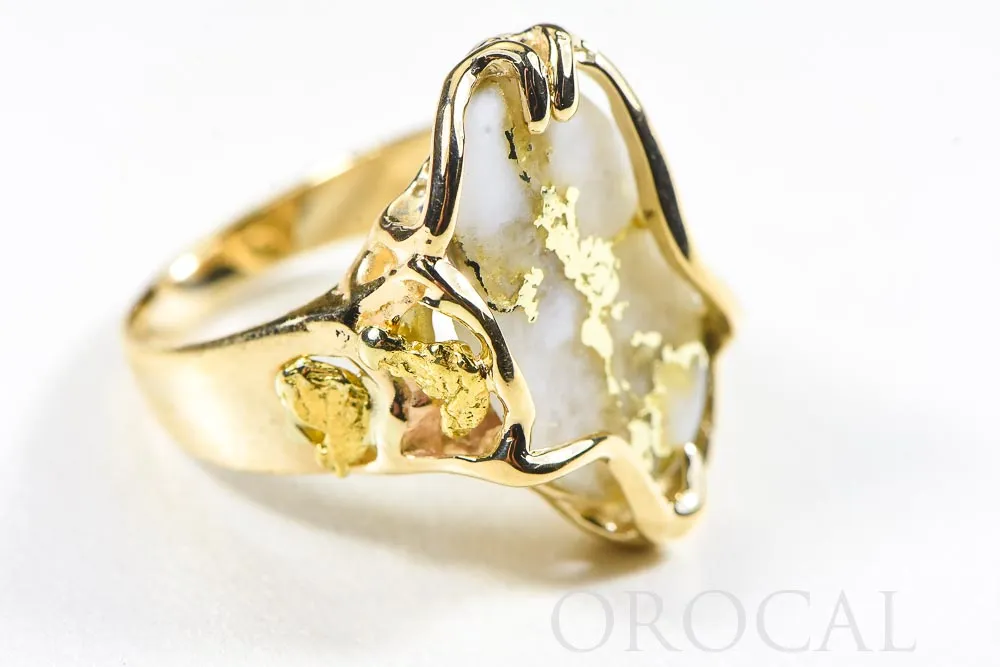 Gold Quartz Ring "Orocal" RL232XLQ Genuine Hand Crafted Jewelry - 14K Gold Casting