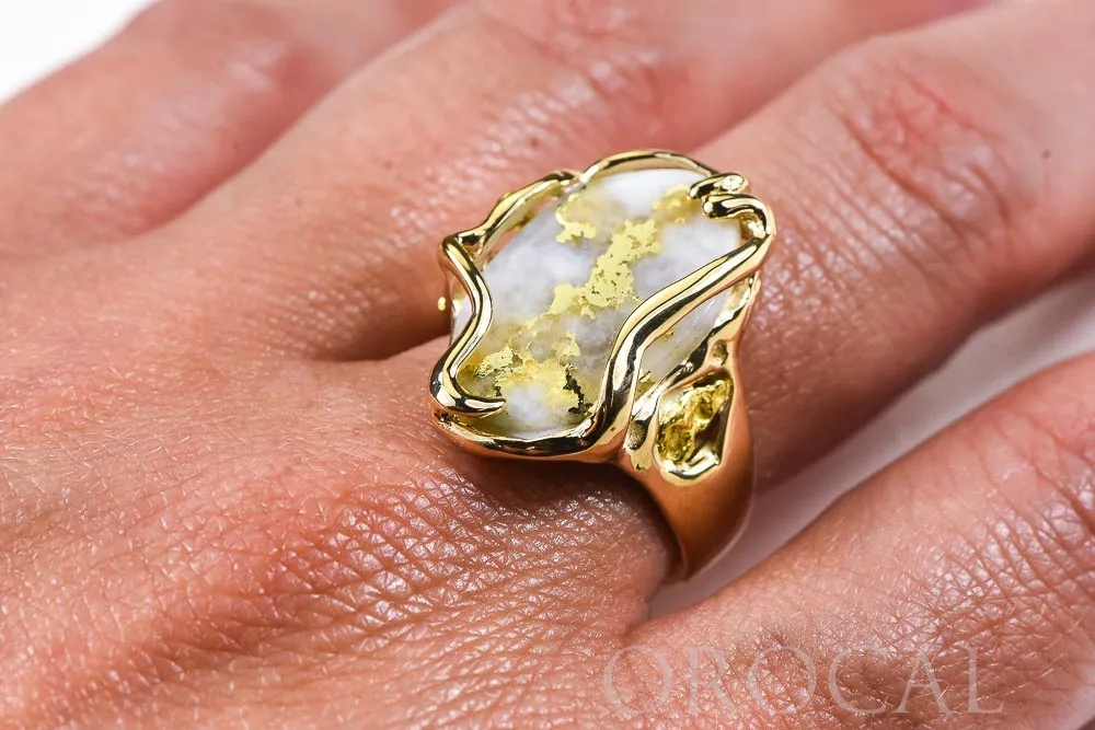 Gold Quartz Ring "Orocal" RL232XLQ Genuine Hand Crafted Jewelry - 14K Gold Casting