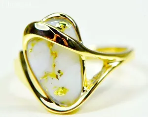 Gold Quartz Ring "Orocal" RL549Q Genuine Hand Crafted Jewelry - 14K Gold Casting