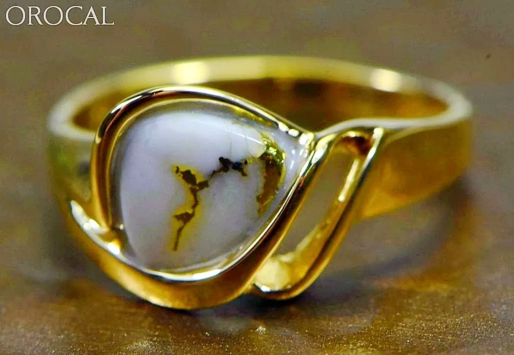 Gold Quartz Ring "Orocal" RL587Q Genuine Hand Crafted Jewelry - 14K Gold Casting