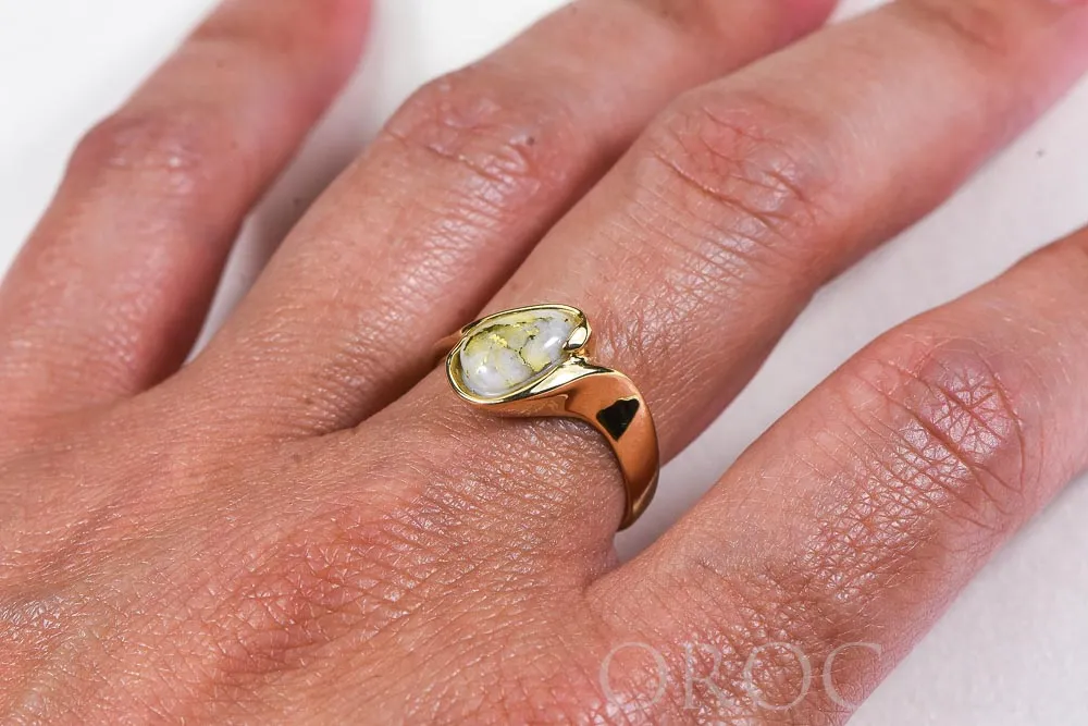 Gold Quartz Ring "Orocal" RL637Q Genuine Hand Crafted Jewelry - 14K Gold Casting