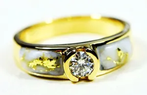 Gold Quartz Ring "Orocal" RL728D33Q Genuine Hand Crafted Jewelry - 14K Gold Casting
