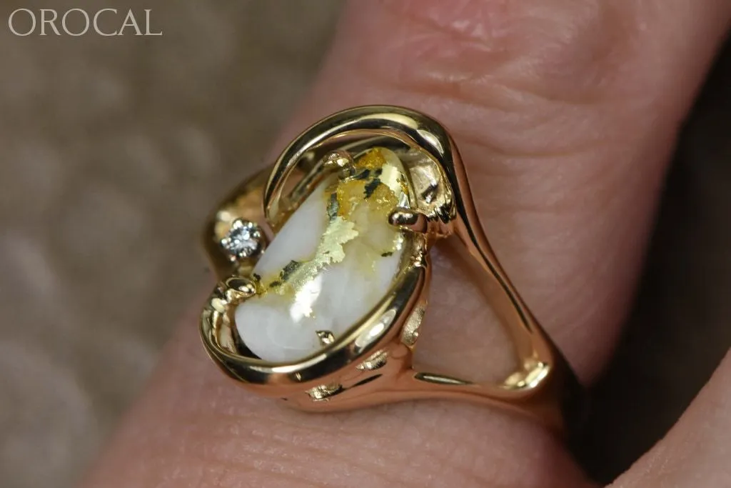 Gold Quartz Ring "Orocal" RL784SDQ Genuine Hand Crafted Jewelry - 14K Gold Casting