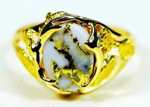Gold Quartz Ring "Orocal" RL958Q Genuine Hand Crafted Jewelry - 14K Gold Casting