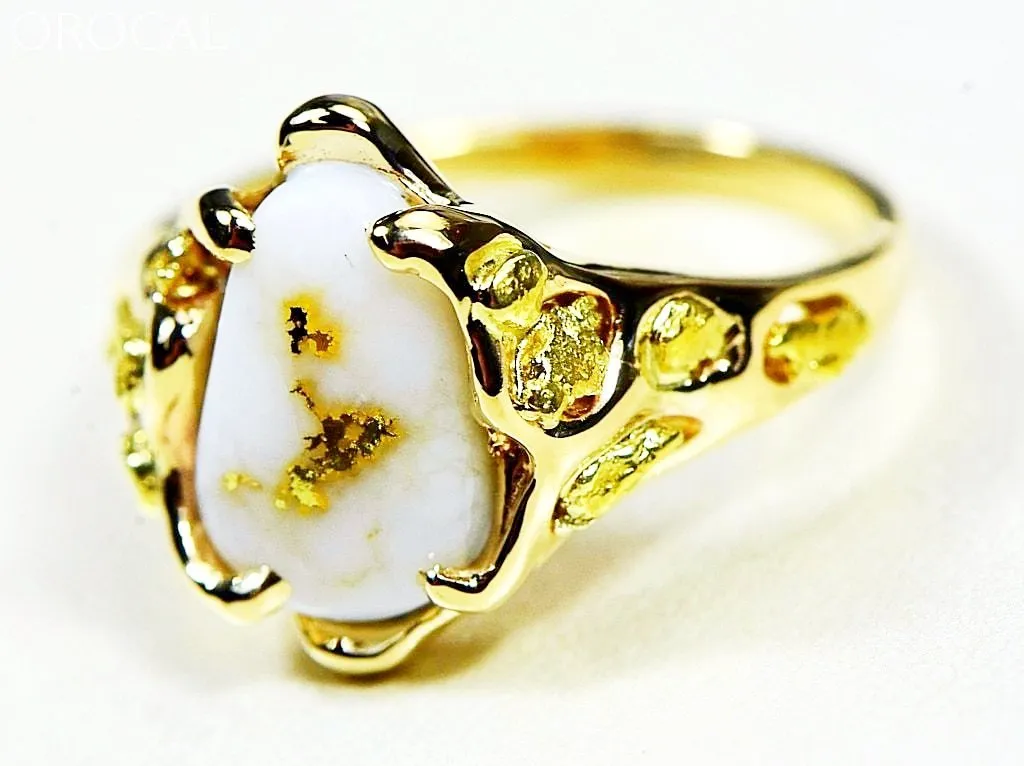 Gold Quartz Ring "Orocal" RL964Q Genuine Hand Crafted Jewelry - 14K Gold Casting