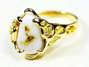 Gold Quartz Ring "Orocal" RL964Q Genuine Hand Crafted Jewelry - 14K Gold Casting